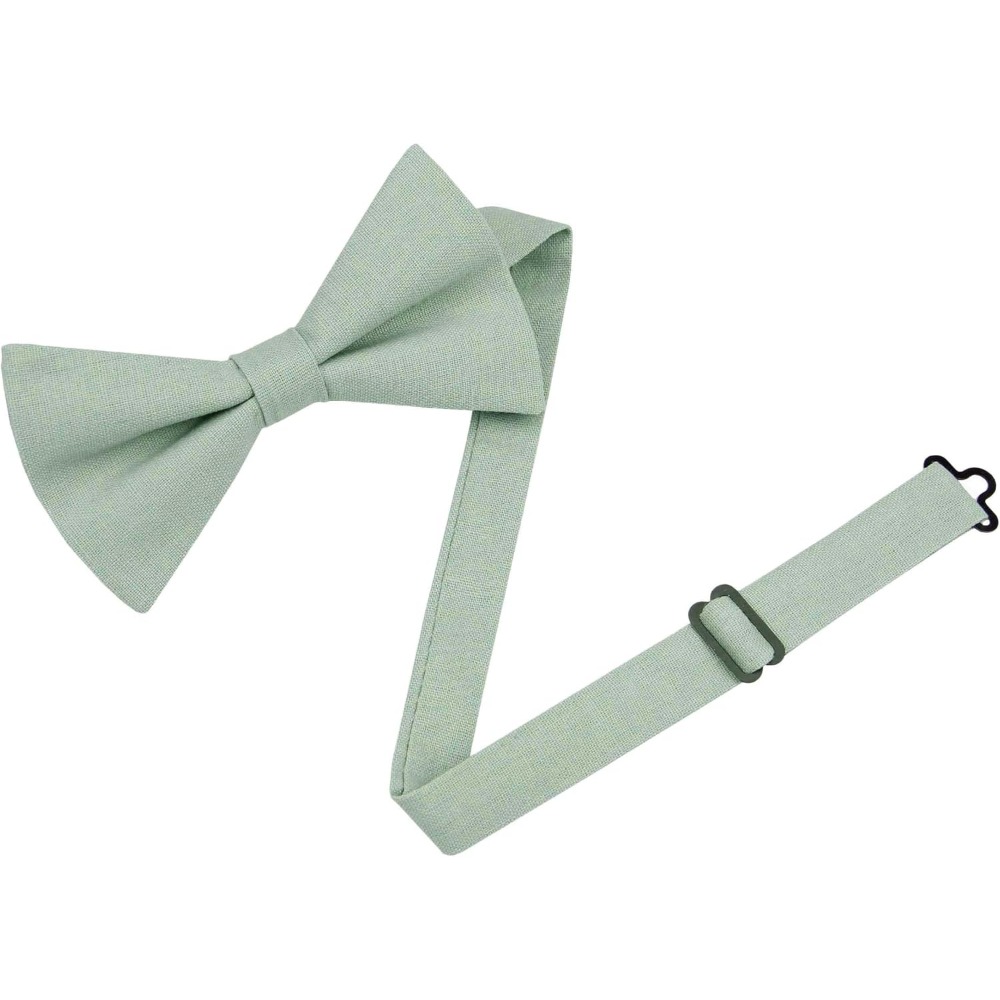 Bow Tie Pre Tied - Lniano-bawełniane muchy - jednolite, gotowe do