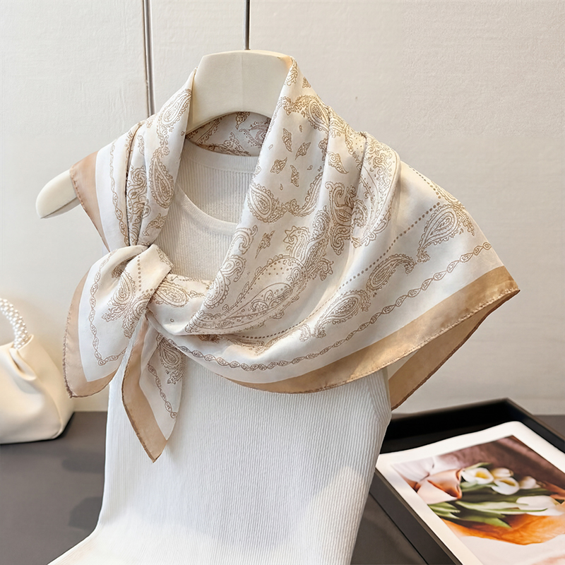 Vintage Beżowa Apaszka Kwadrat – Face Scarf Mask recenzja i cena